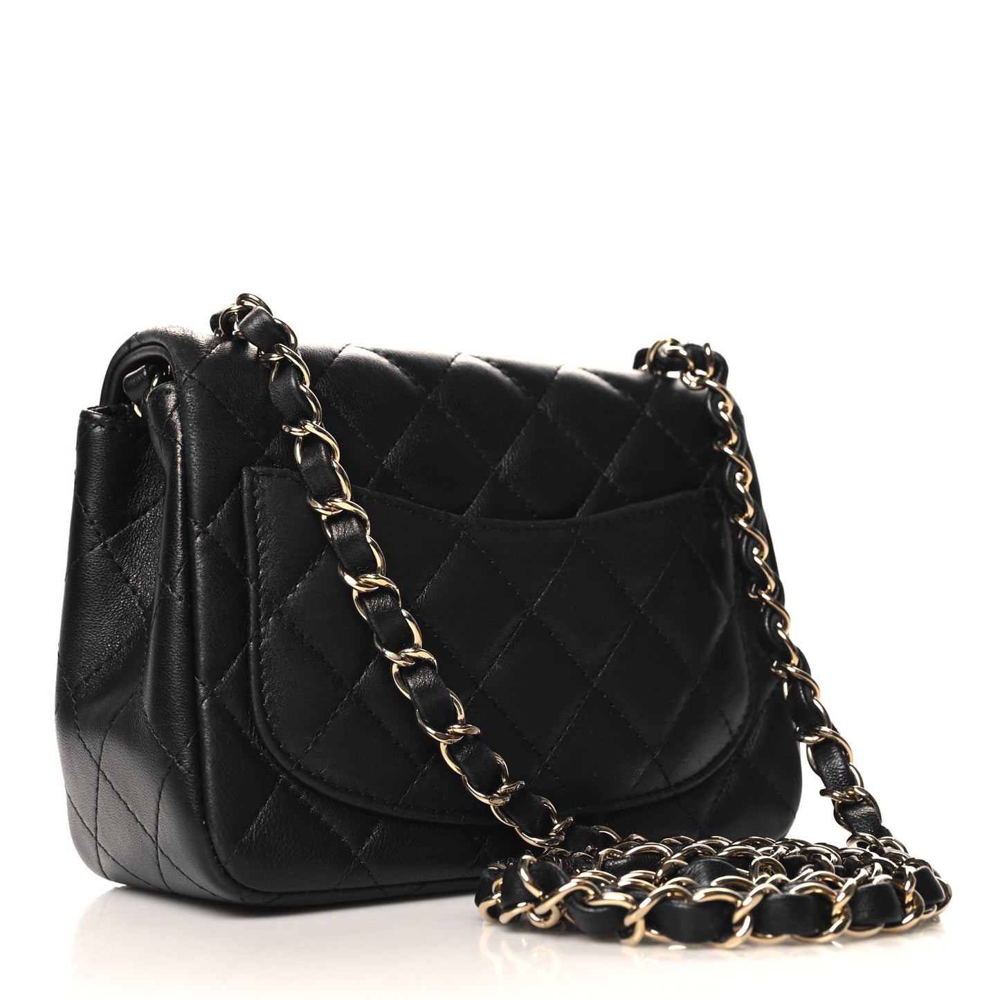 Lambskin Quilted Mini Square Flap Black