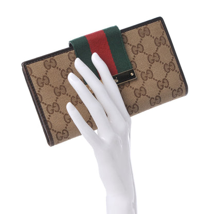 Gucci Monogram Calfskin Ladies Web Continental Wallet Beige Ebony Cocoa 2 of 8