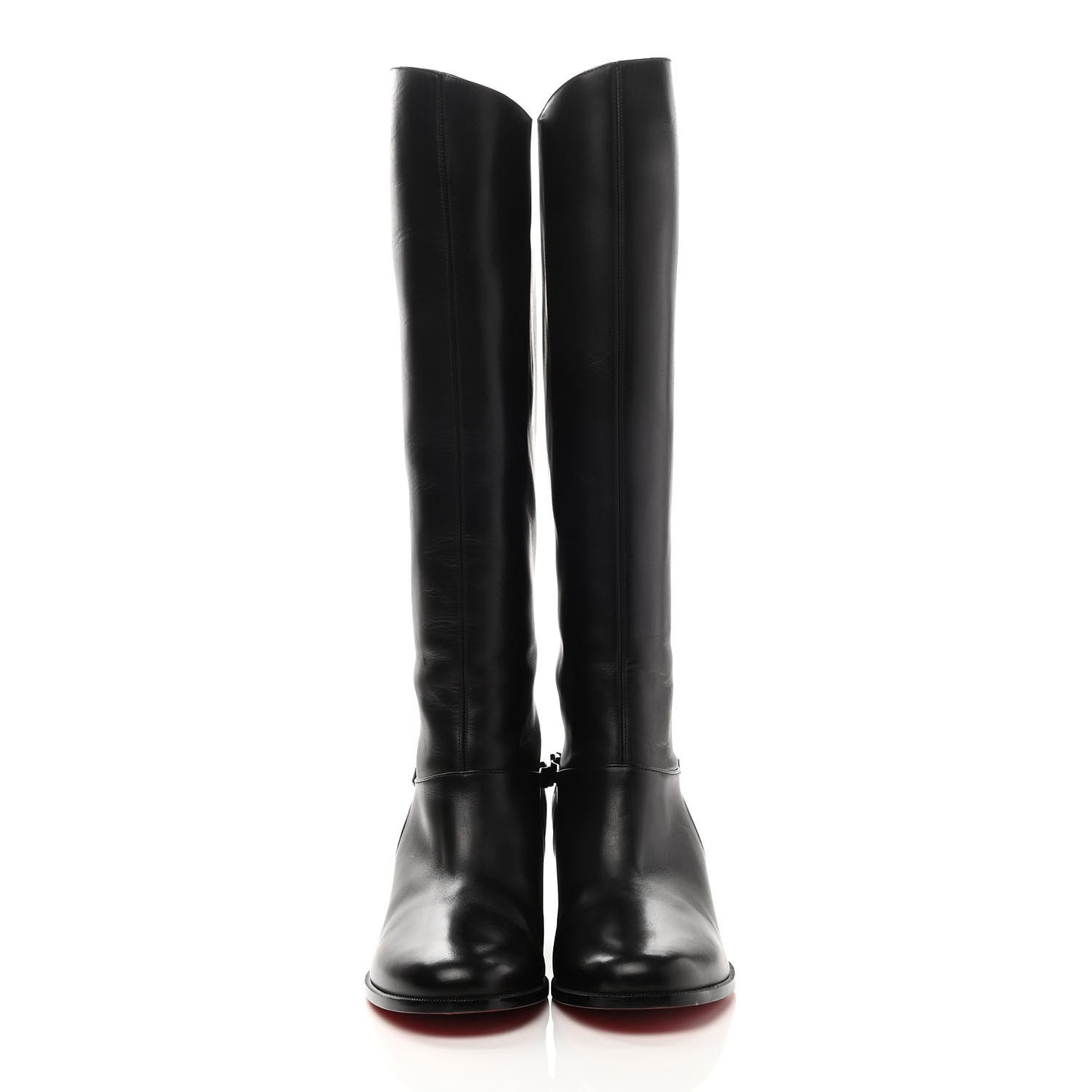 Calfskin Chain Cate Flat Knee Boots 40 Black