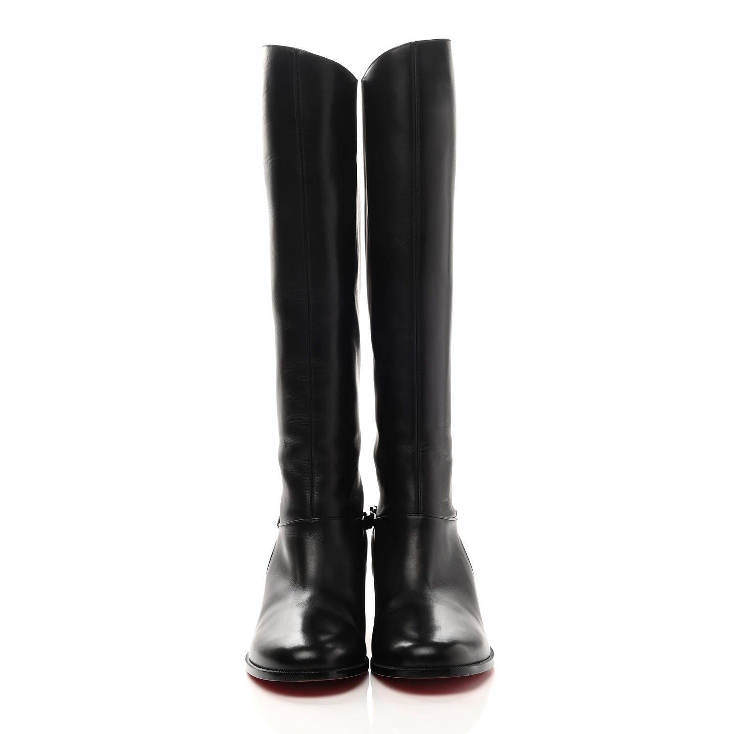 Christian Louboutin Calfskin Chain Cate Flat Knee Boots 40 Black 2 of 8