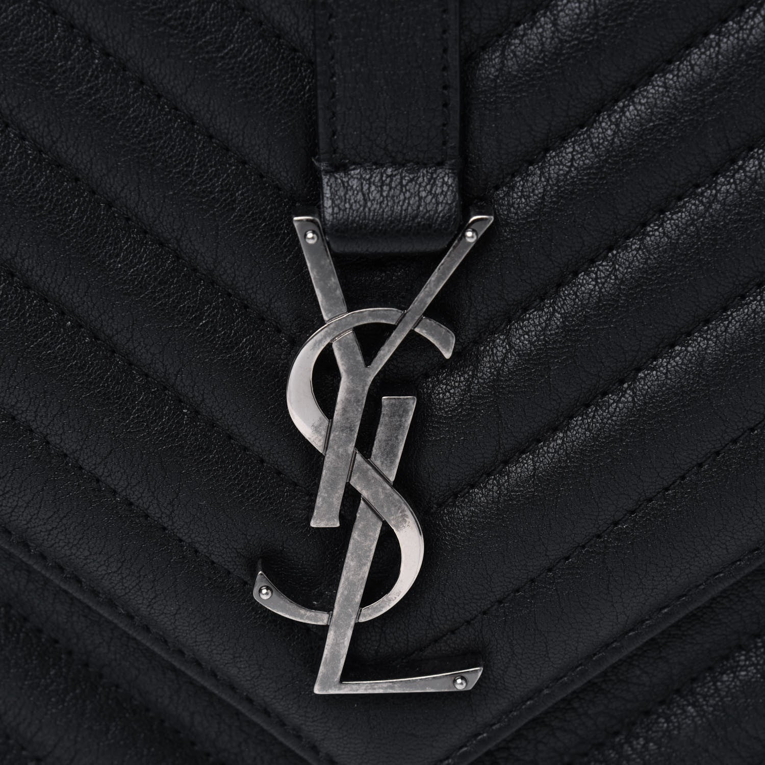 Saint Laurent Sheepskin Matelasse Chevron Monogram Large College Satchel Black 6 of 6
