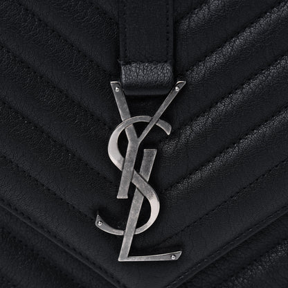 Saint Laurent Sheepskin Matelasse Chevron Monogram Large College Satchel Black 6 of 6