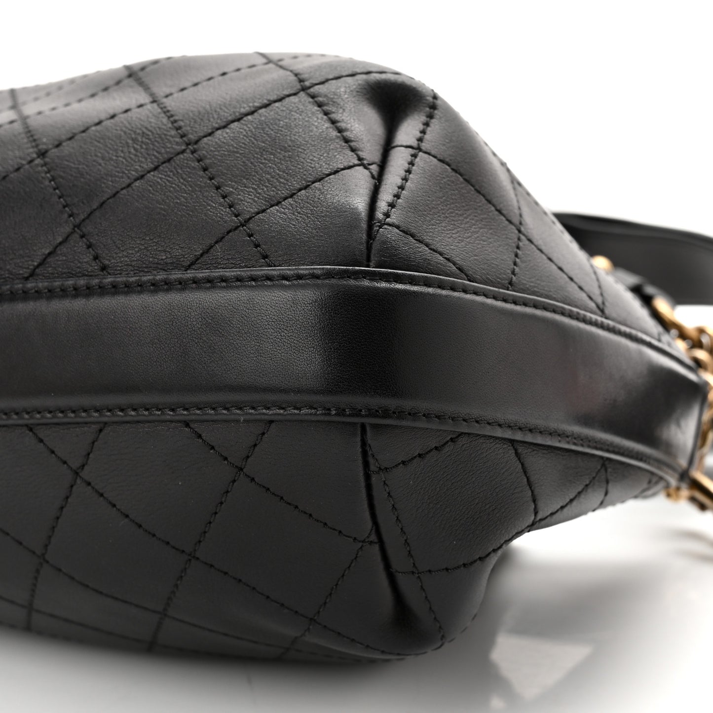 Calfskin Stitched Small Paris Rome Drawstring CC Bag Black