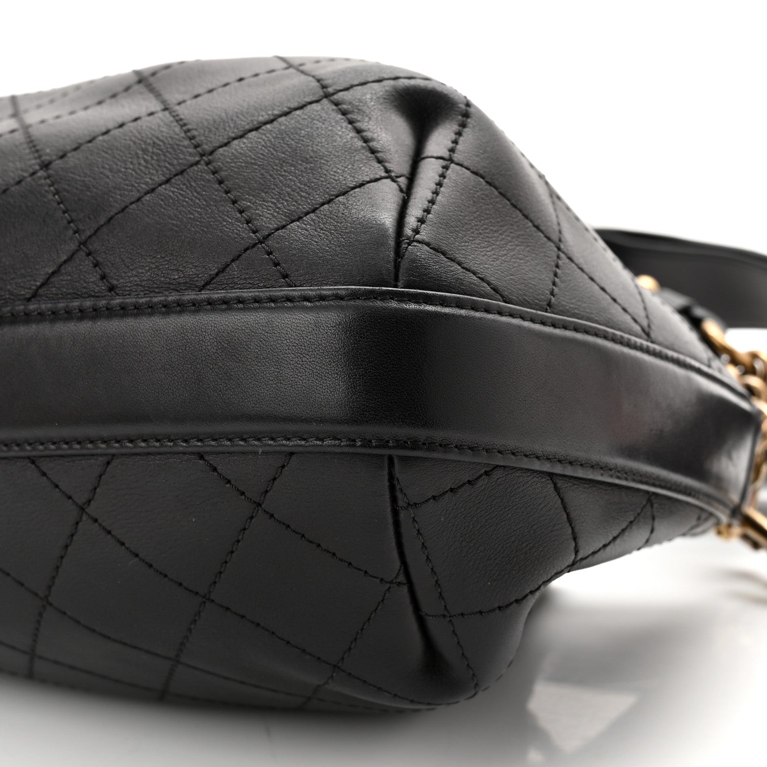 Chanel Calfskin Stitched Small Paris Rome Drawstring CC Bag Black 10 of 11