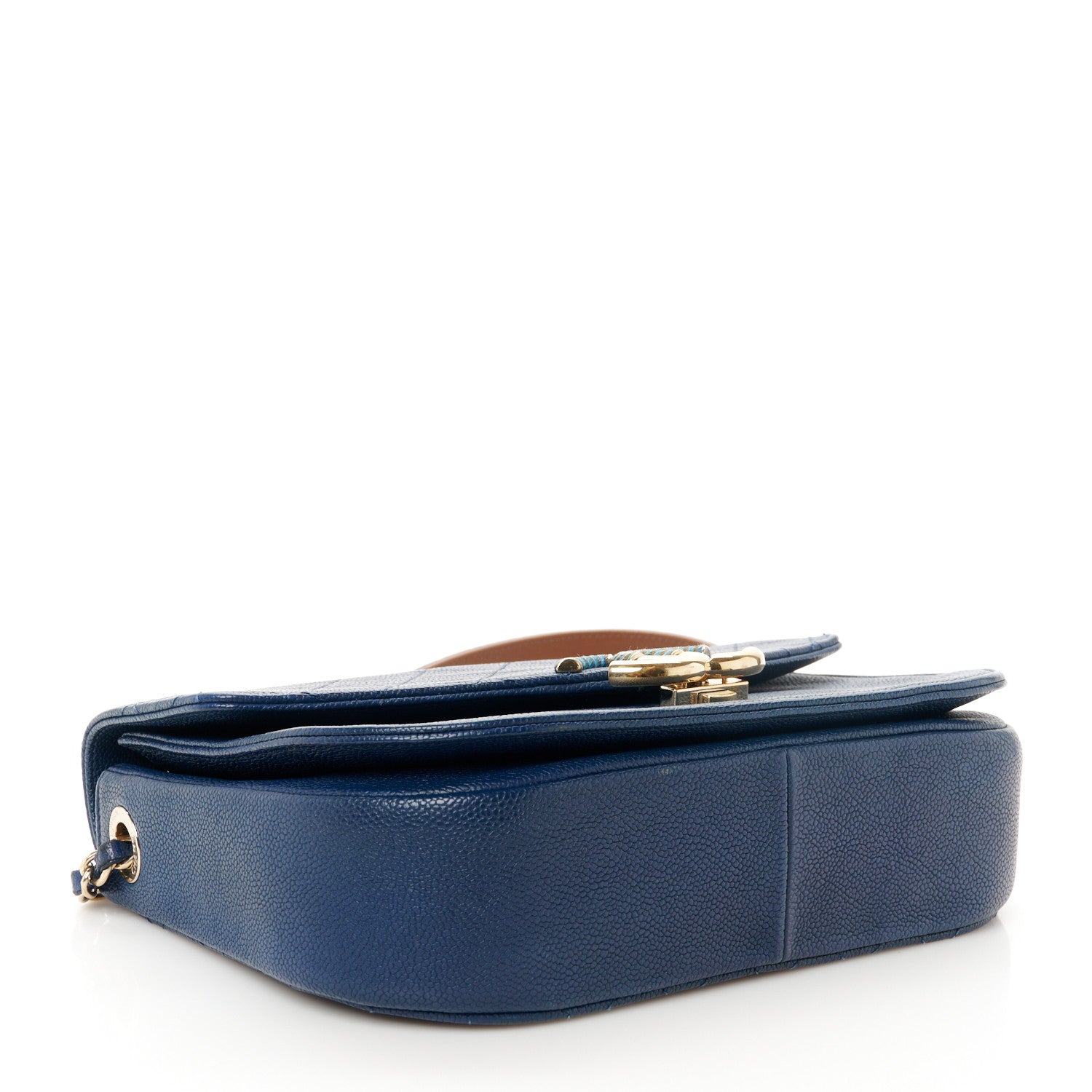 Chanel Grained Calfskin Quilted Medium Cuba Top Handle Flap Blue 4 of 12
