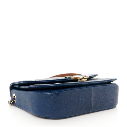 Chanel Grained Calfskin Quilted Medium Cuba Top Handle Flap Blue 4 of 12