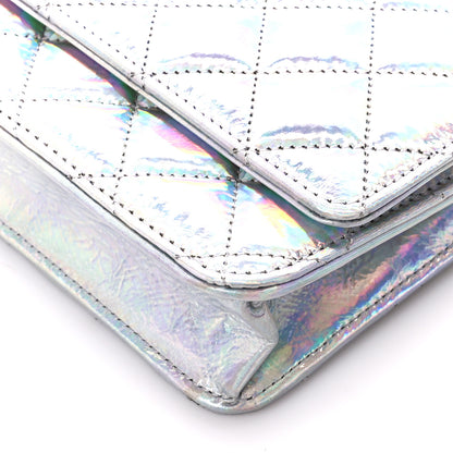 Chanel Iridescent Goatskin Quilted Wallet On Chain WOC Silver 11 of 12