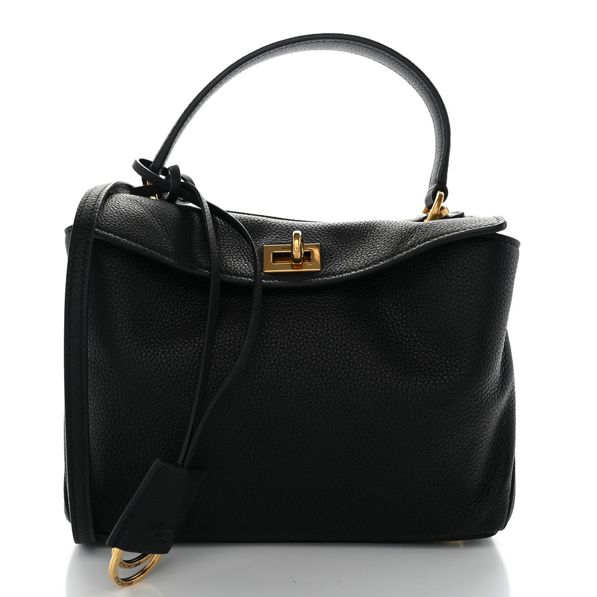 Balenciaga Natural Smooth Calfskin Mini Rodeo Top Handle Handbag Black 1 of 10