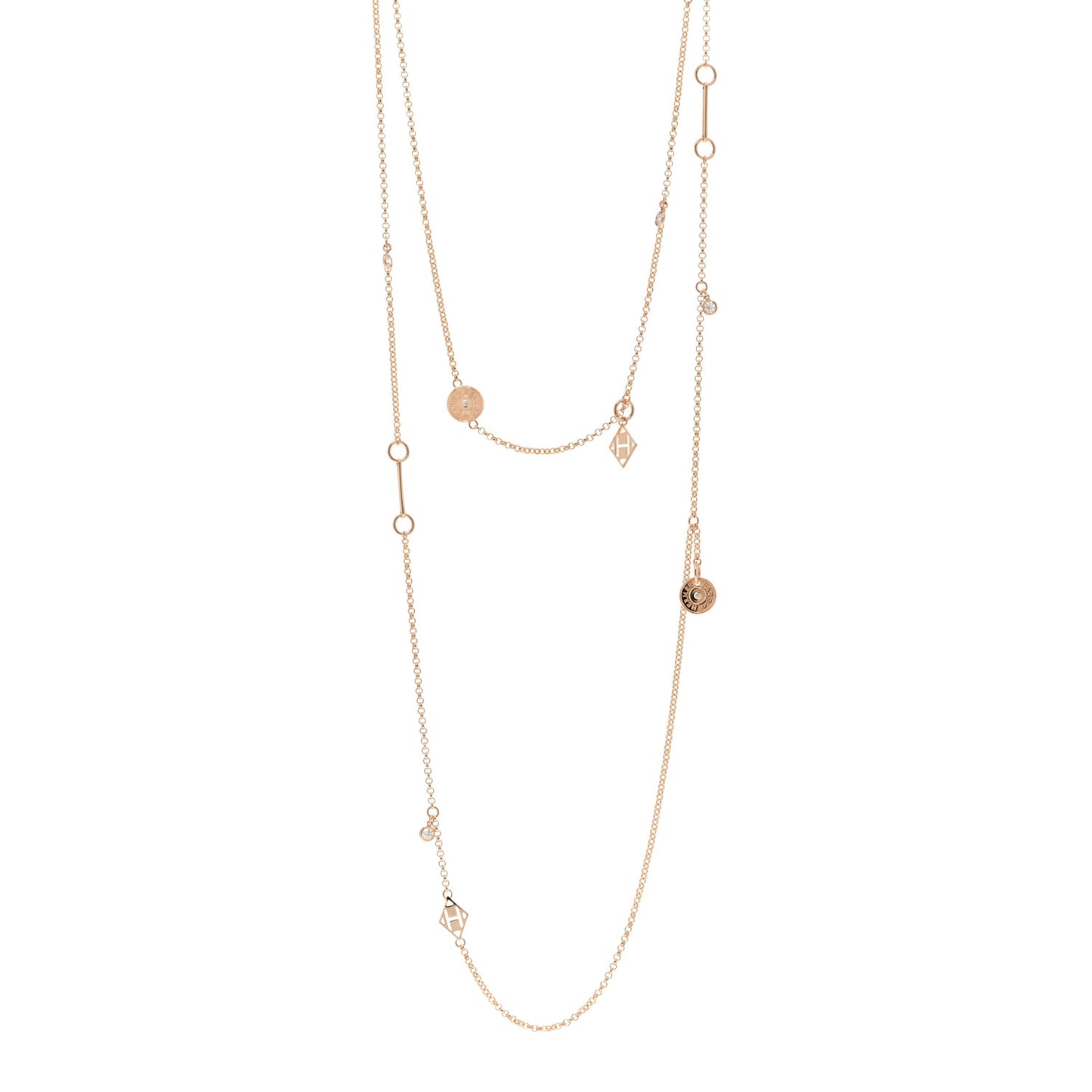 18K Rose Gold Diamond Long Gambade Necklace