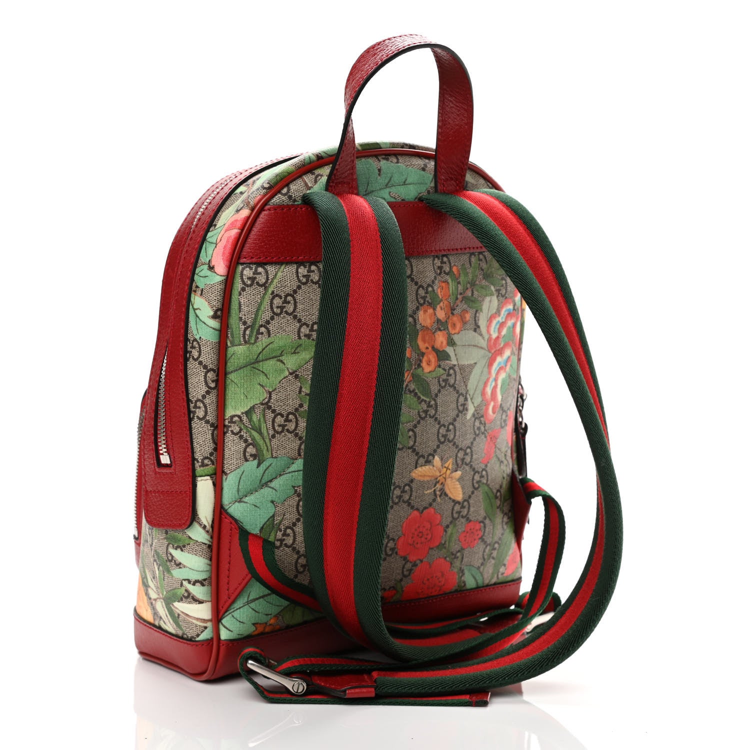 Gucci GG Supreme Monogram Tian Web Small Day Backpack Beige Multicolor Red 3 of 10