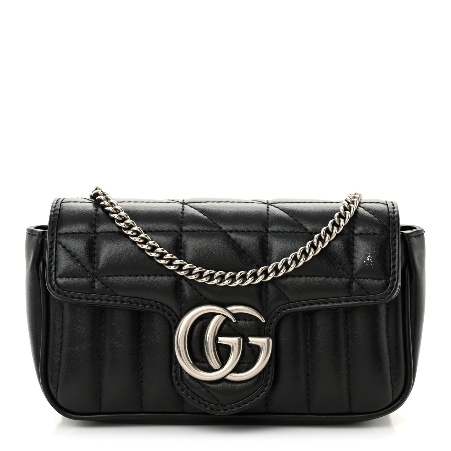 Calfskin Matelasse Aria Super Mini GG Marmont Shoulder Bag Black