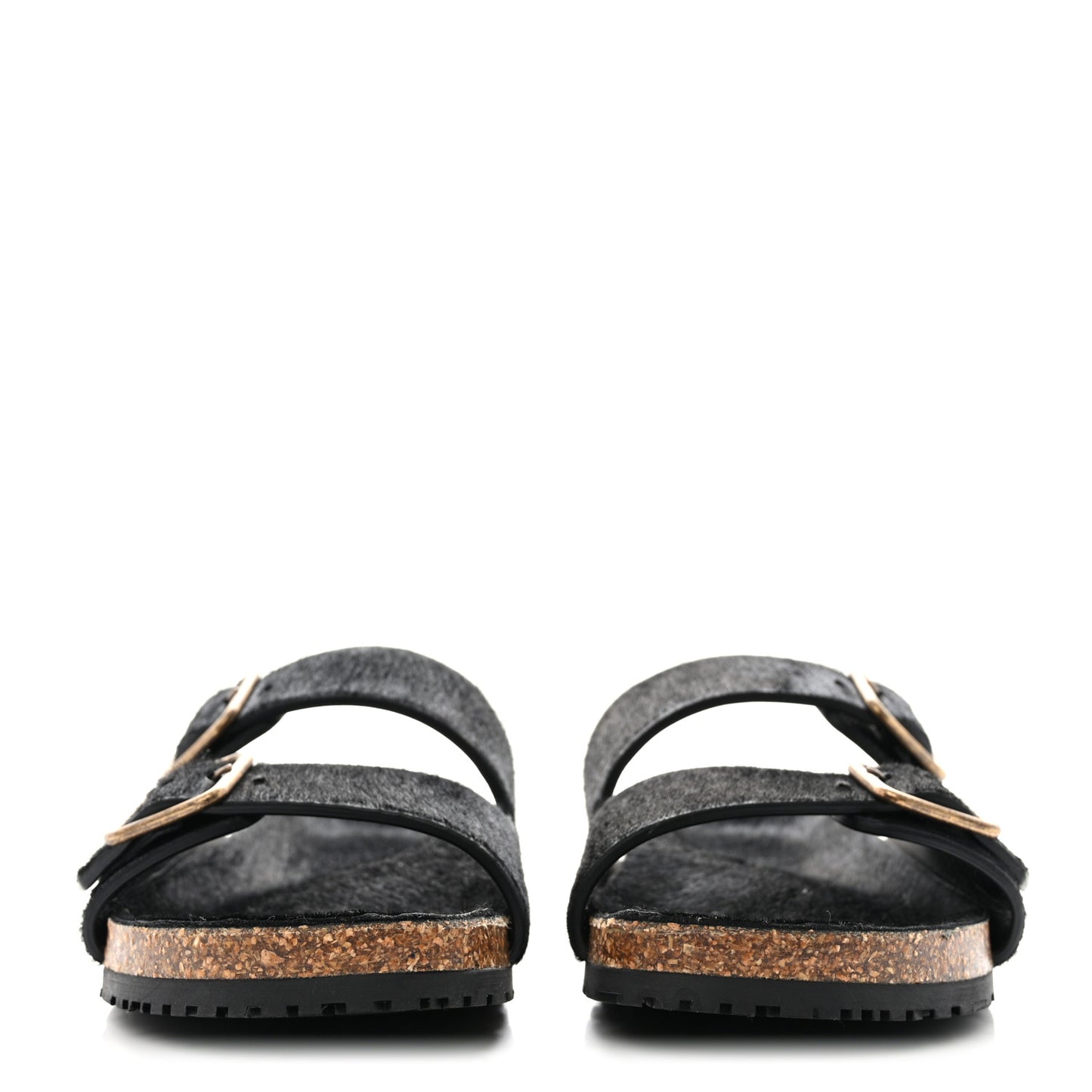 Calf Hair Jimmy Cross Slides 37 Black