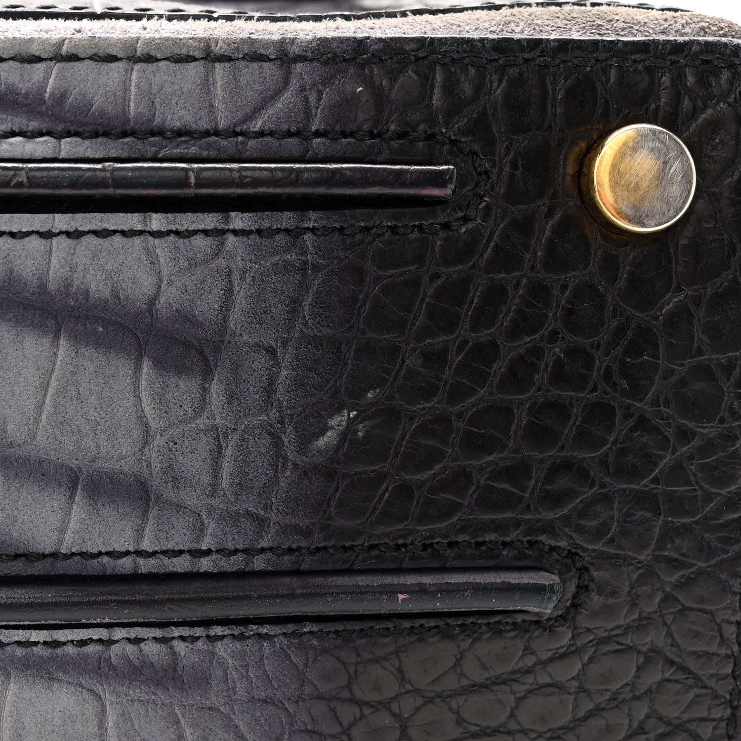 Saint Laurent Nubuck Calfskin Crocodile Embossed Small Muse Two Grey 14 of 14