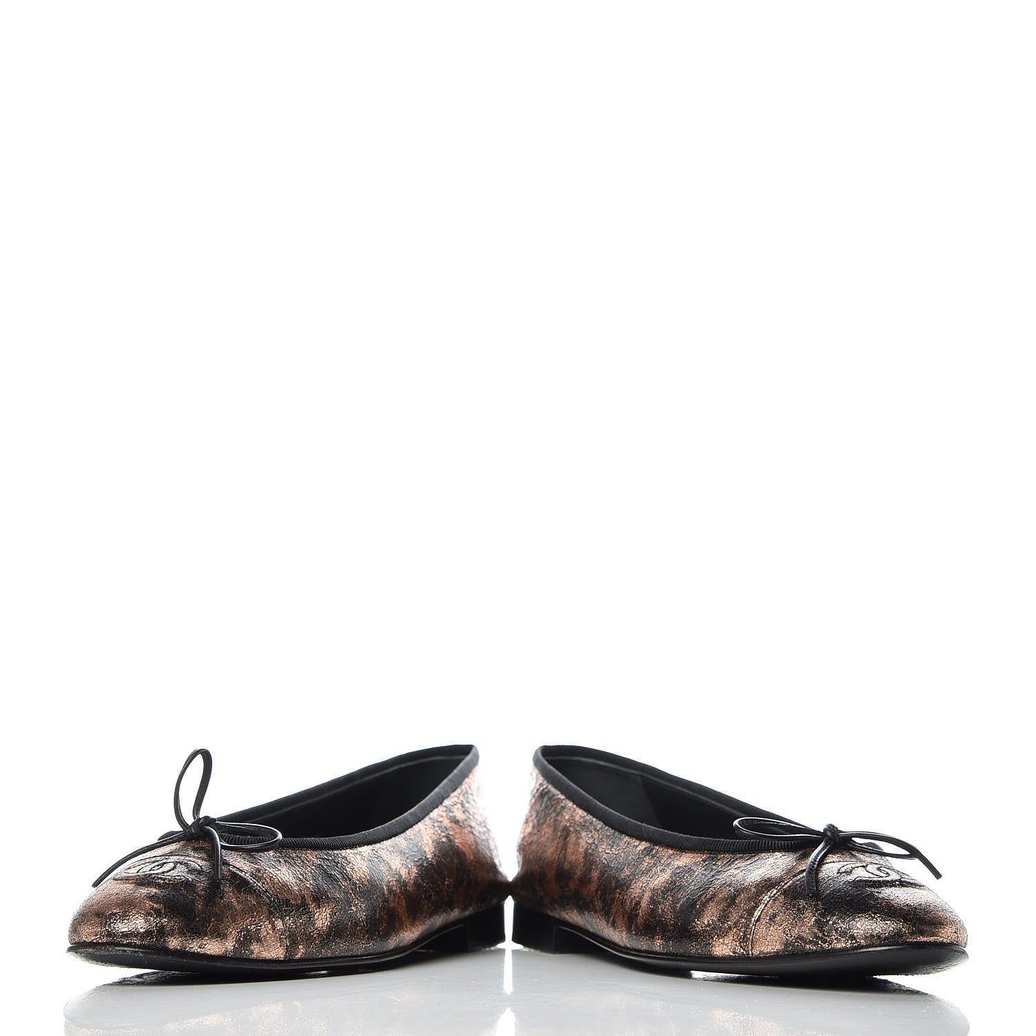 Chanel Laminated Suede Goatskin Cap Toe CC Ballerina Flats 40.5 Bronze 6 of 11