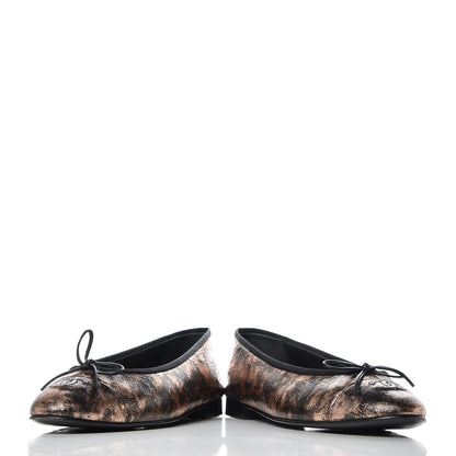 Chanel Laminated Suede Goatskin Cap Toe CC Ballerina Flats 40.5 Bronze 6 of 11