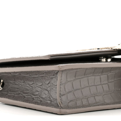 Saint Laurent Calfskin Crocodile Embossed Kate Monogram Tassel Chain Wallet Fog 9 of 12