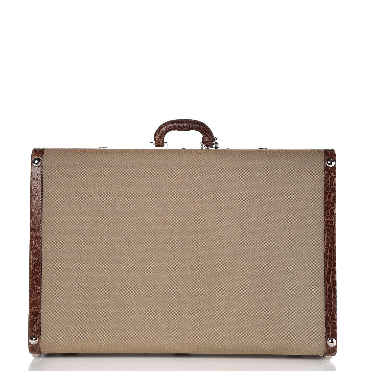 Prada Jacquard Logo Crocodile Trim Suitcase Corda Tabacco 4 of 20