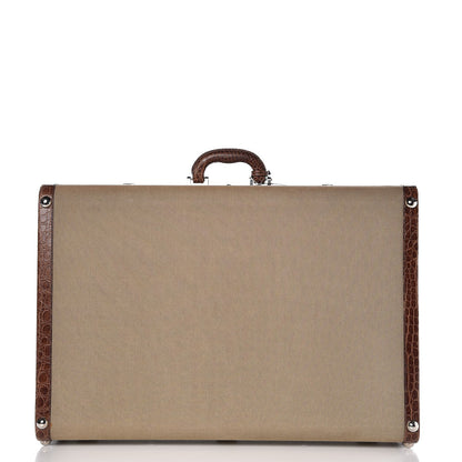 Prada Jacquard Logo Crocodile Trim Suitcase Corda Tabacco 4 of 20
