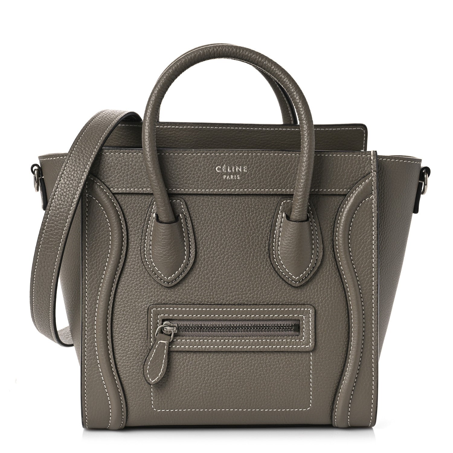 Celine Drummed Calfskin Nano Luggage Souris 1 of 8