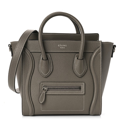 Celine Drummed Calfskin Nano Luggage Souris 1 of 8