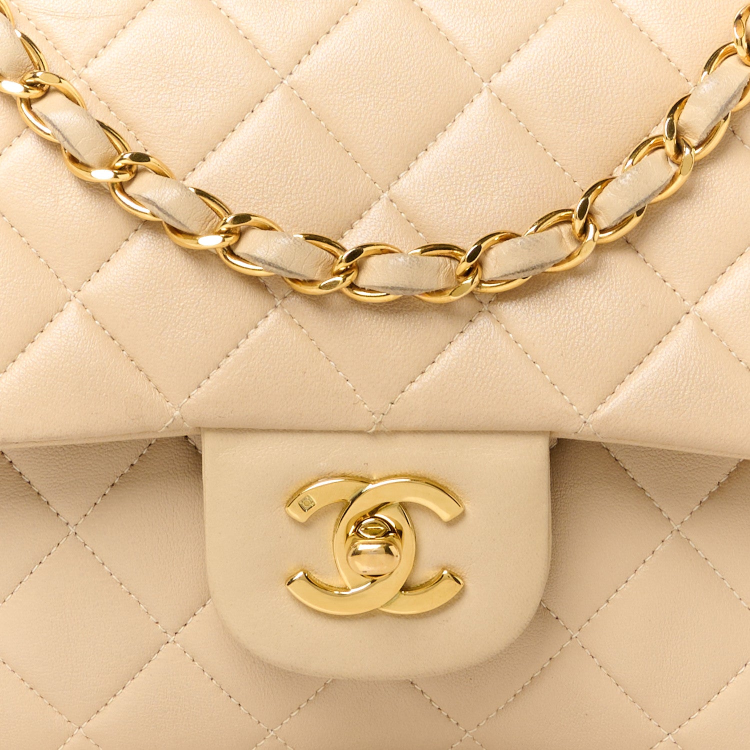 Chanel Lambskin Quilted Medium Double Flap Beige 10 of 17