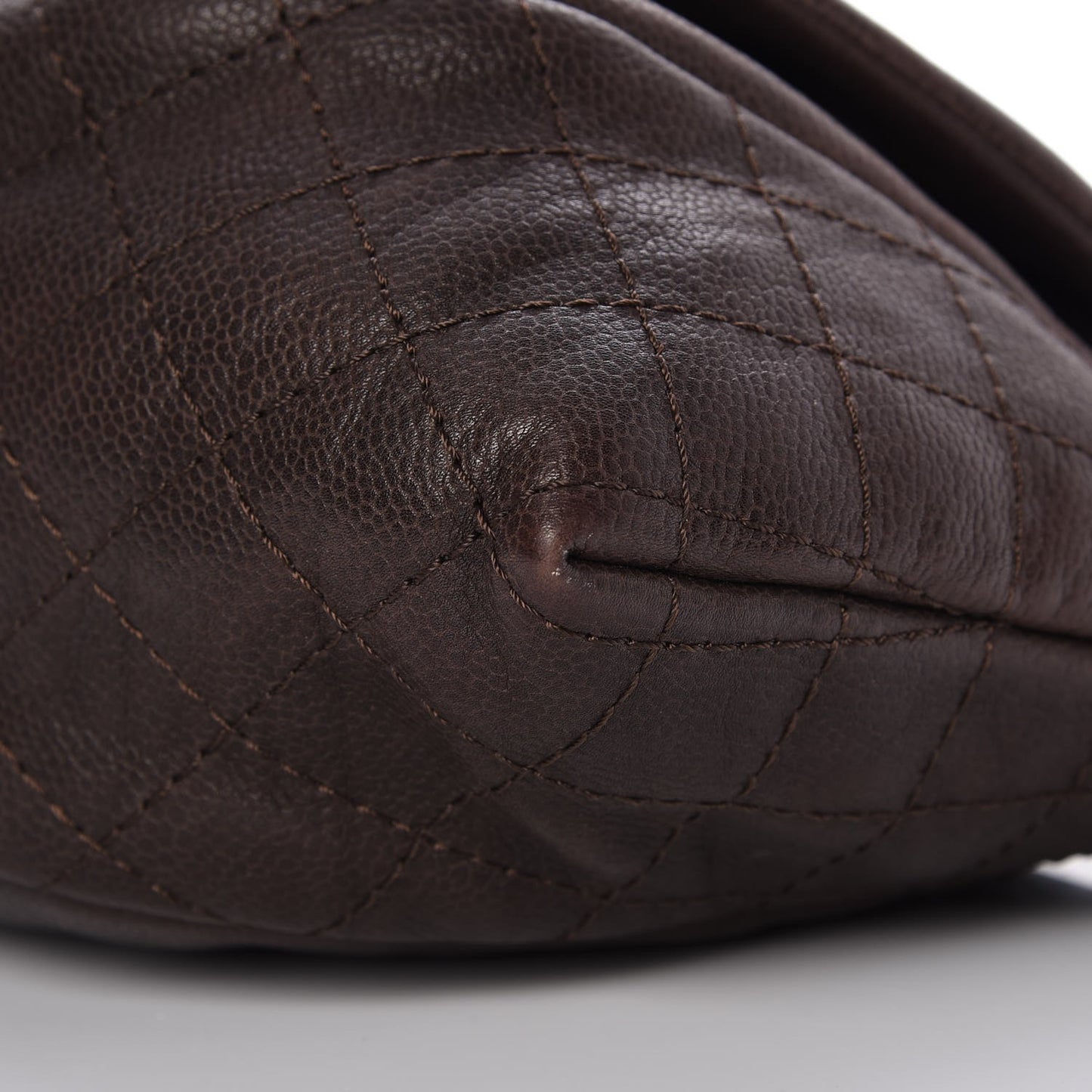 Caviar Half Moon Large Flap Dark Brown