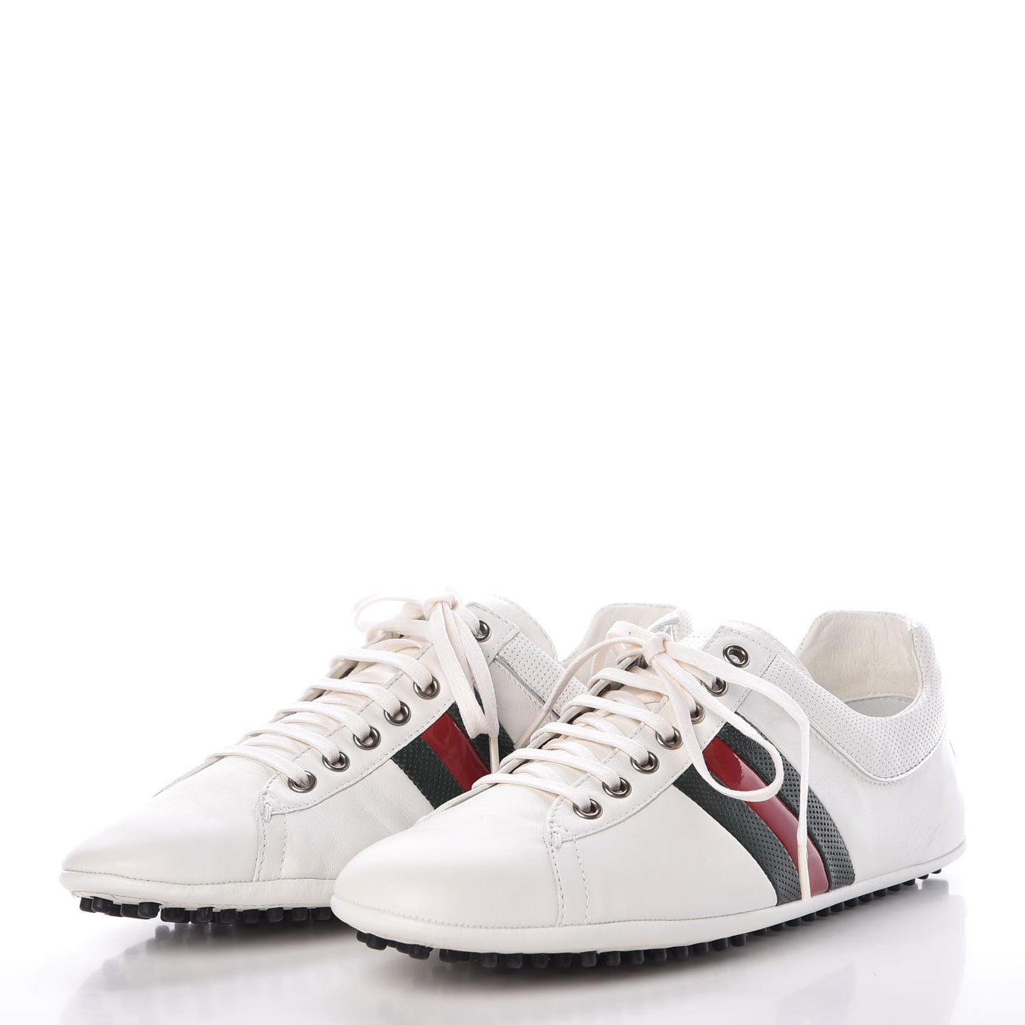 Calfskin Web Mens Lace Up Driver Sneakers 7 White