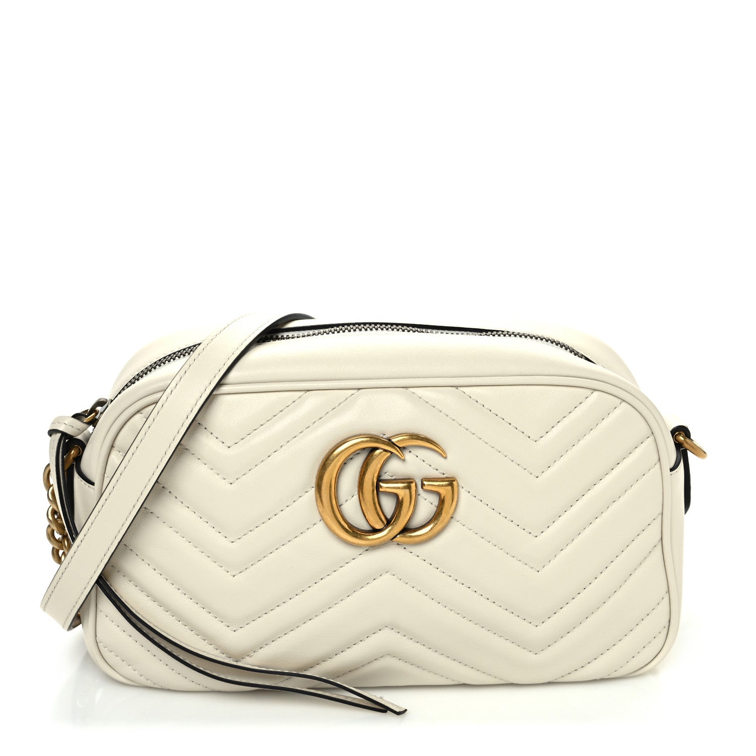 Gucci Calfskin Matelasse Small GG Marmont Chain Shoulder Bag White 1 of 10
