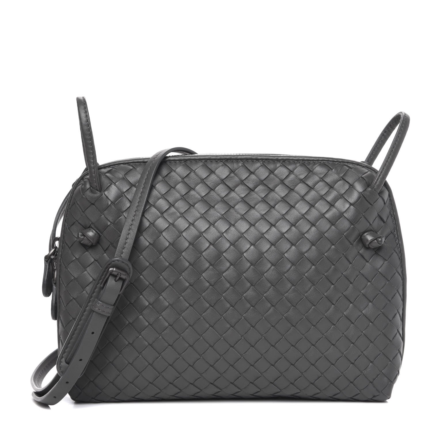 Bottega Veneta Nappa Intrecciato Nodini Crossbody Messenger New Light Grey 1 of 8
