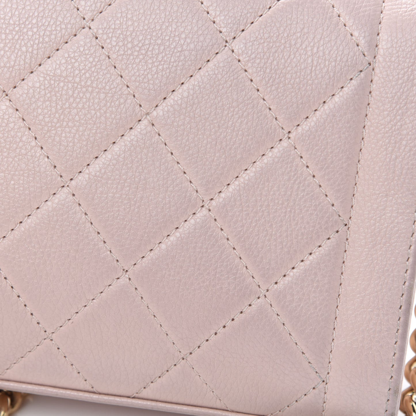 Grained Calfskin Quilted Small Label Click Flap Bag Pink