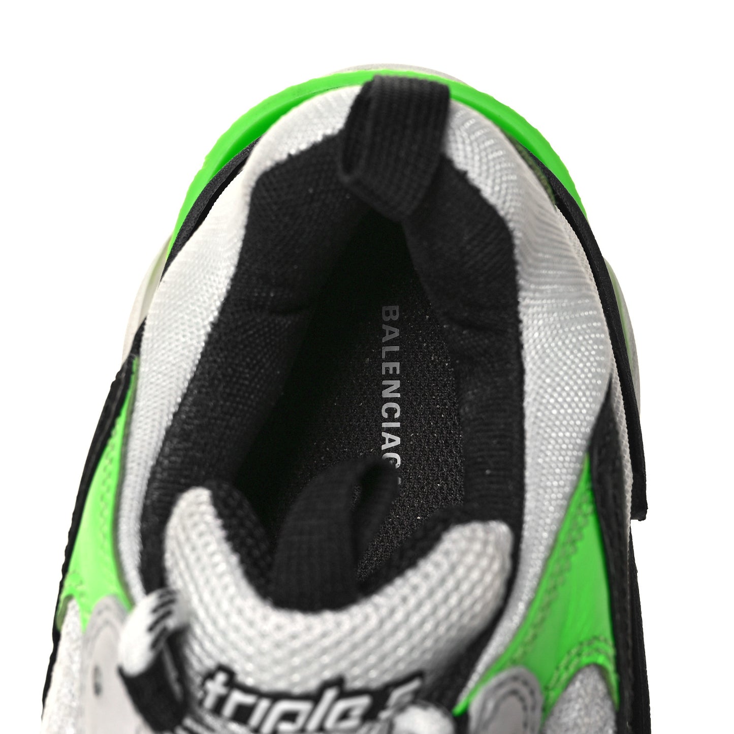 Fabric Mesh Mens Triple S Sneakers 40 White Green Fluo Black