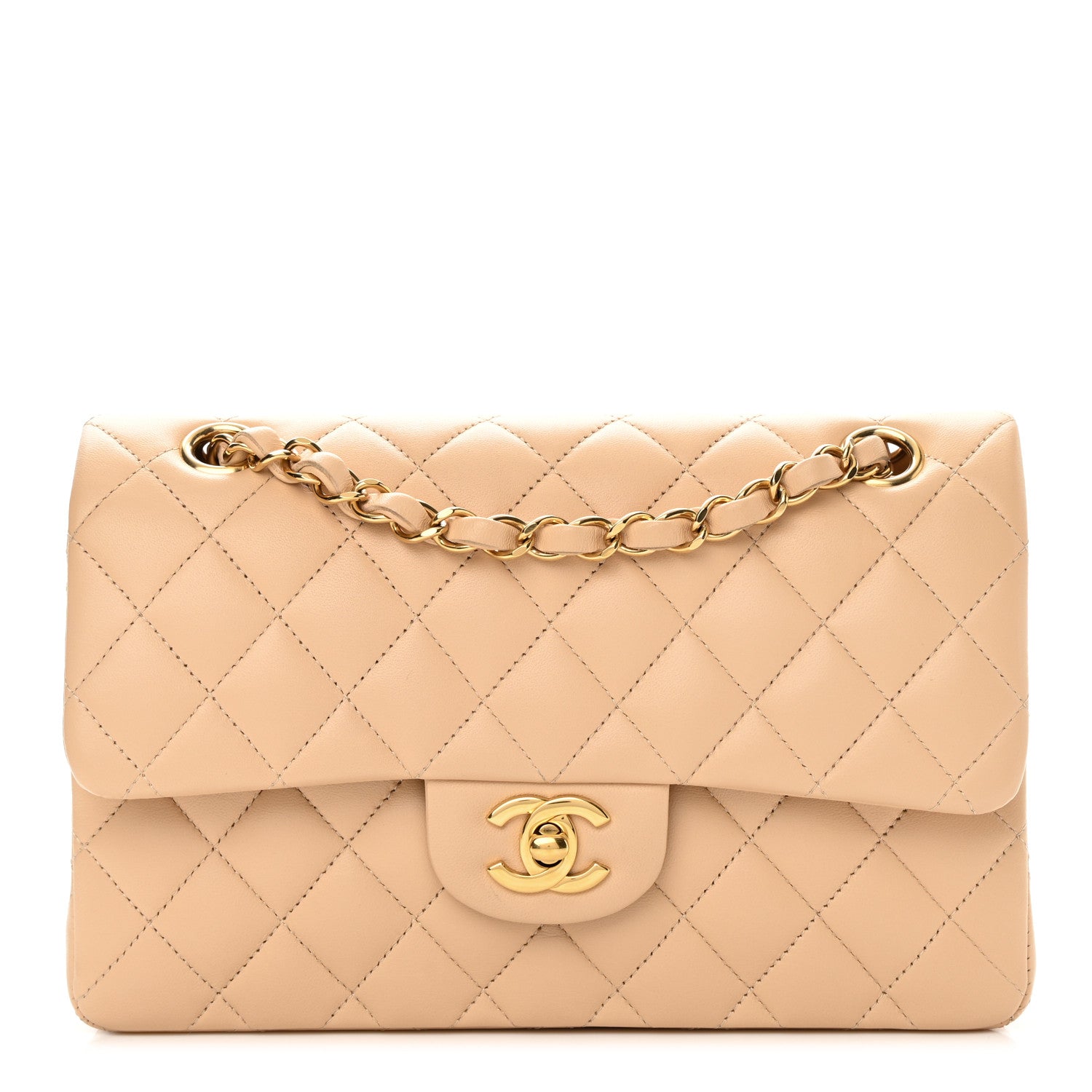 Chanel Lambskin Quilted Small Double Flap Beige 1 of 14