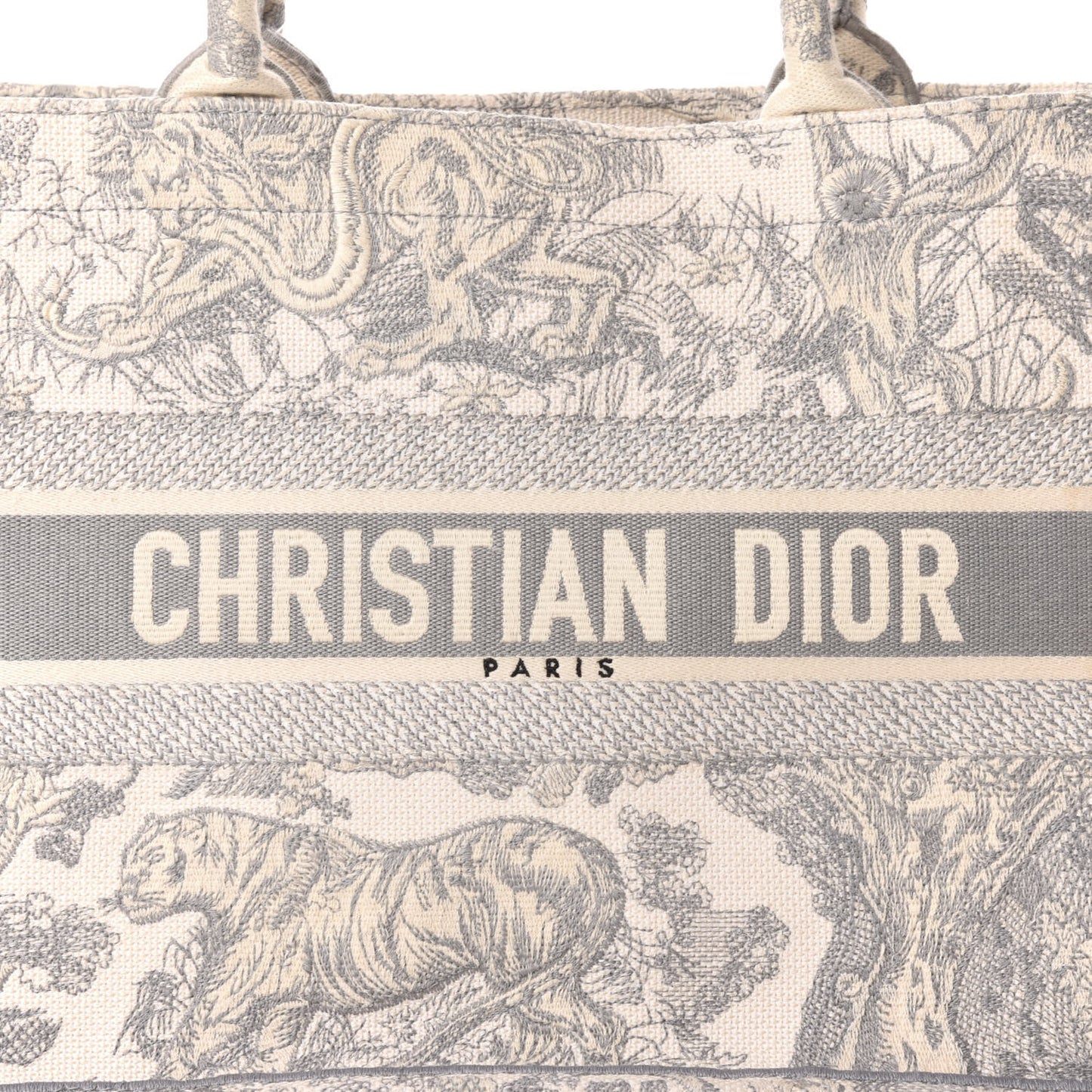 Canvas Embroidered Medium Dioriviera Toile De Jouy Book Tote Gray
