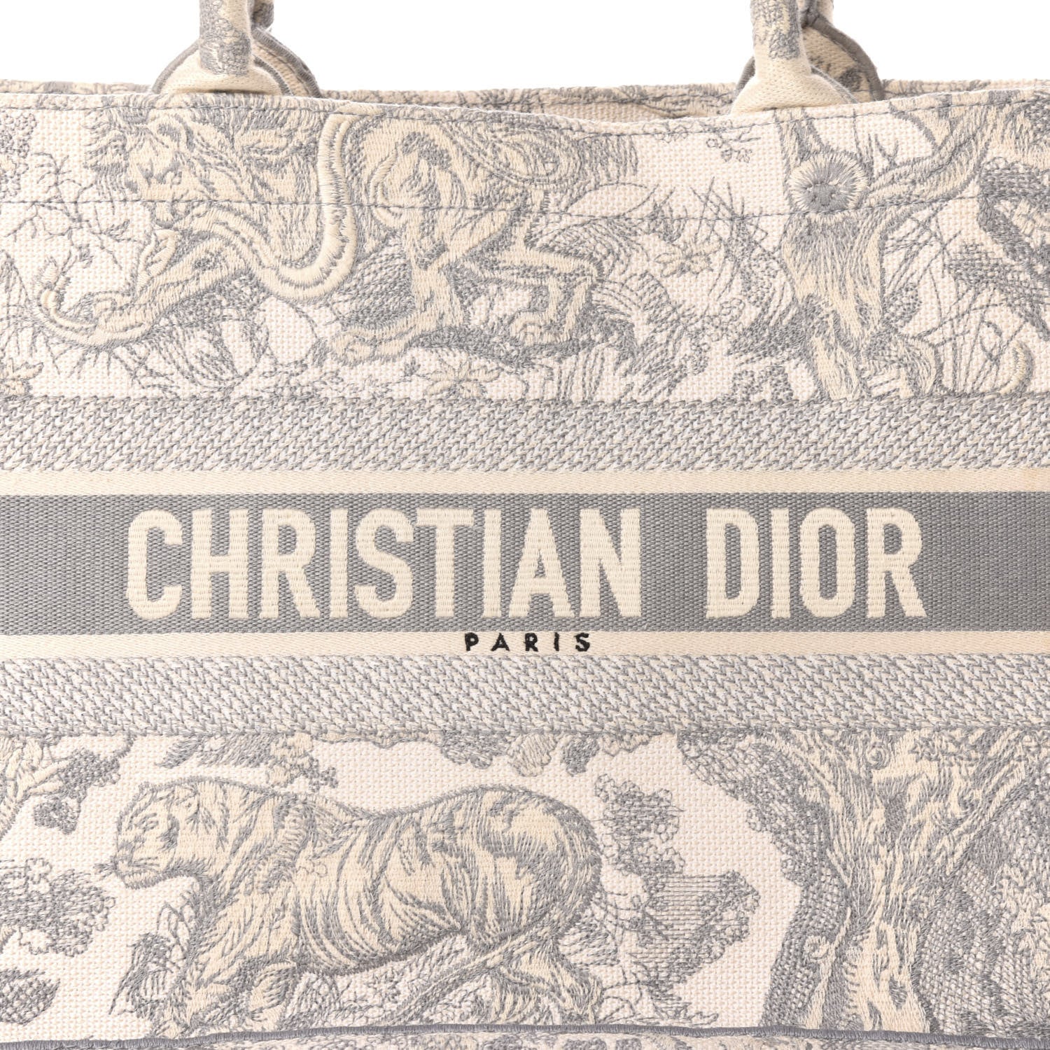 Christian Dior Canvas Embroidered Medium Dioriviera Toile De Jouy Book Tote Gray 12 of 12