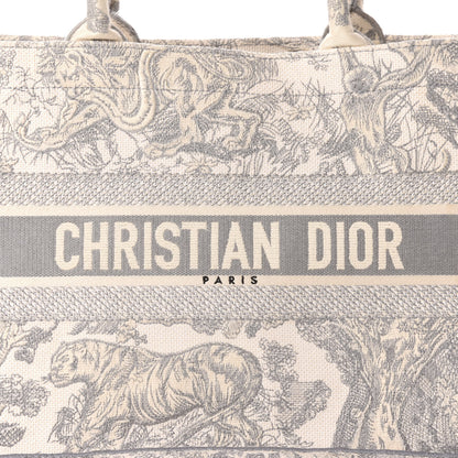 Christian Dior Canvas Embroidered Medium Dioriviera Toile De Jouy Book Tote Gray 12 of 12