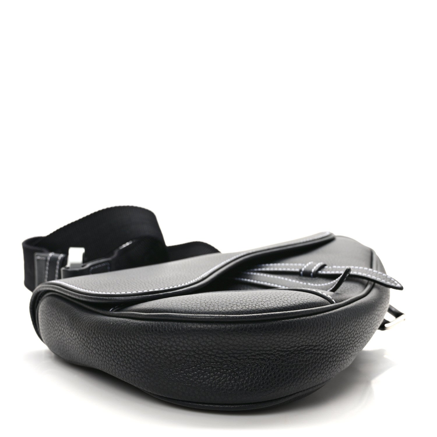 Christian Dior Grained Calfskin Mens Saddle Bag Black 4 of 8