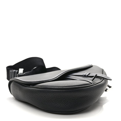 Christian Dior Grained Calfskin Mens Saddle Bag Black 4 of 8