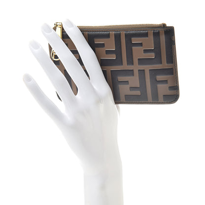 Fendi Vitello Soft F is Fendi Bi-Color FF 1974 Embossed Key Case Pouch Maya Black 2 of 8