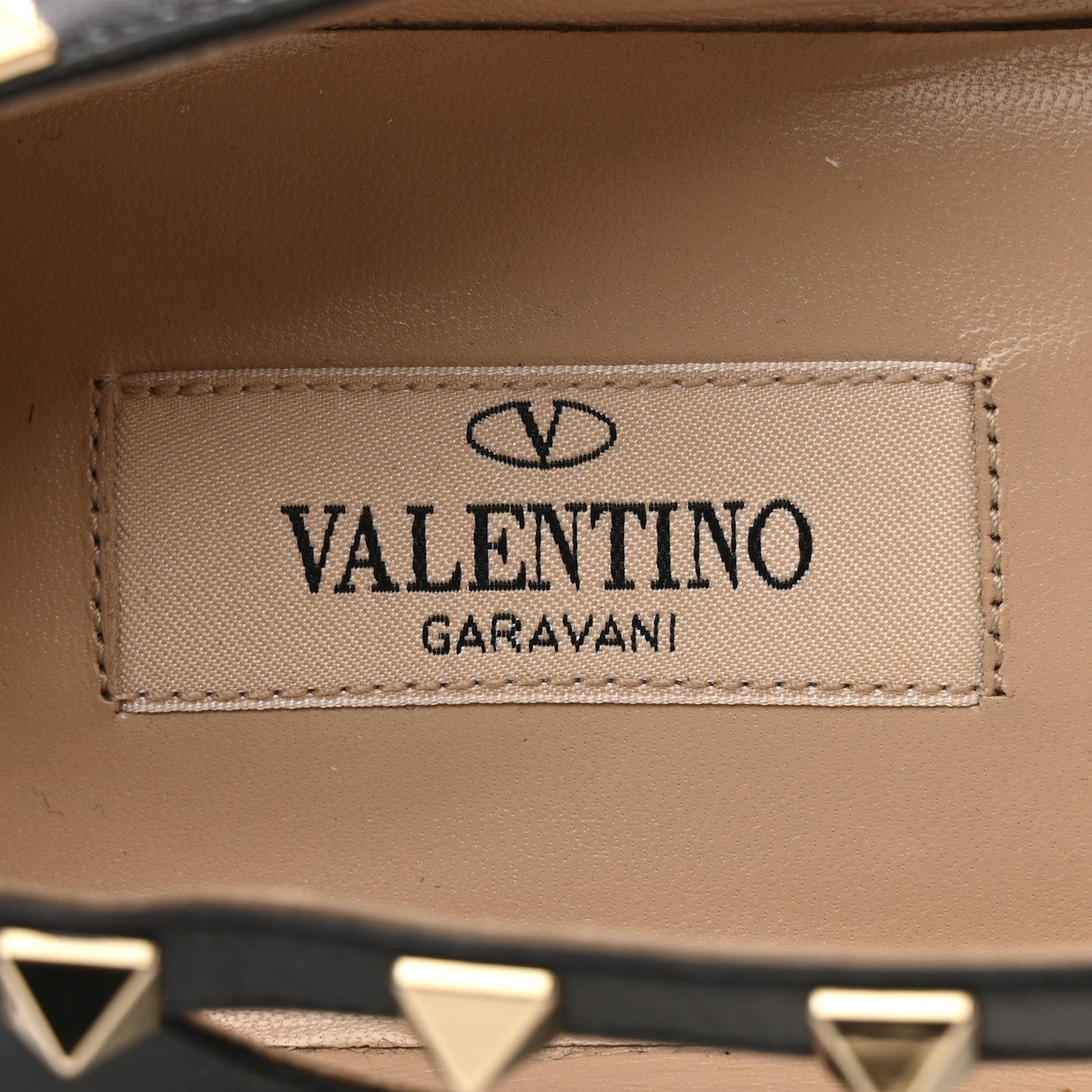 Valentino Garavani Calfskin Nappa Rockstud D'Orsay Strap Flats 37 Black Poudre 7 of 10