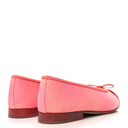 Chanel Fabric Cap Toe CC Ballerina Flats 35.5 Coral Pink Orange 4 of 8