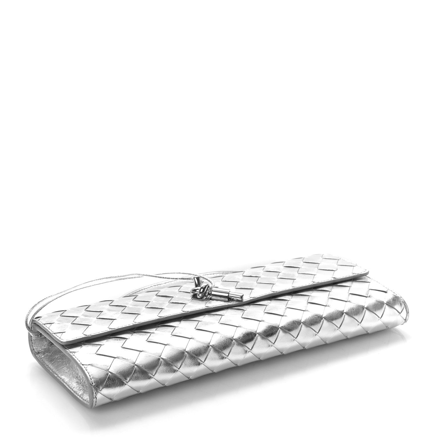 Bottega Veneta Metallic Nappa Intrecciato Long Andiamo Top Handle Silver 4 of 8