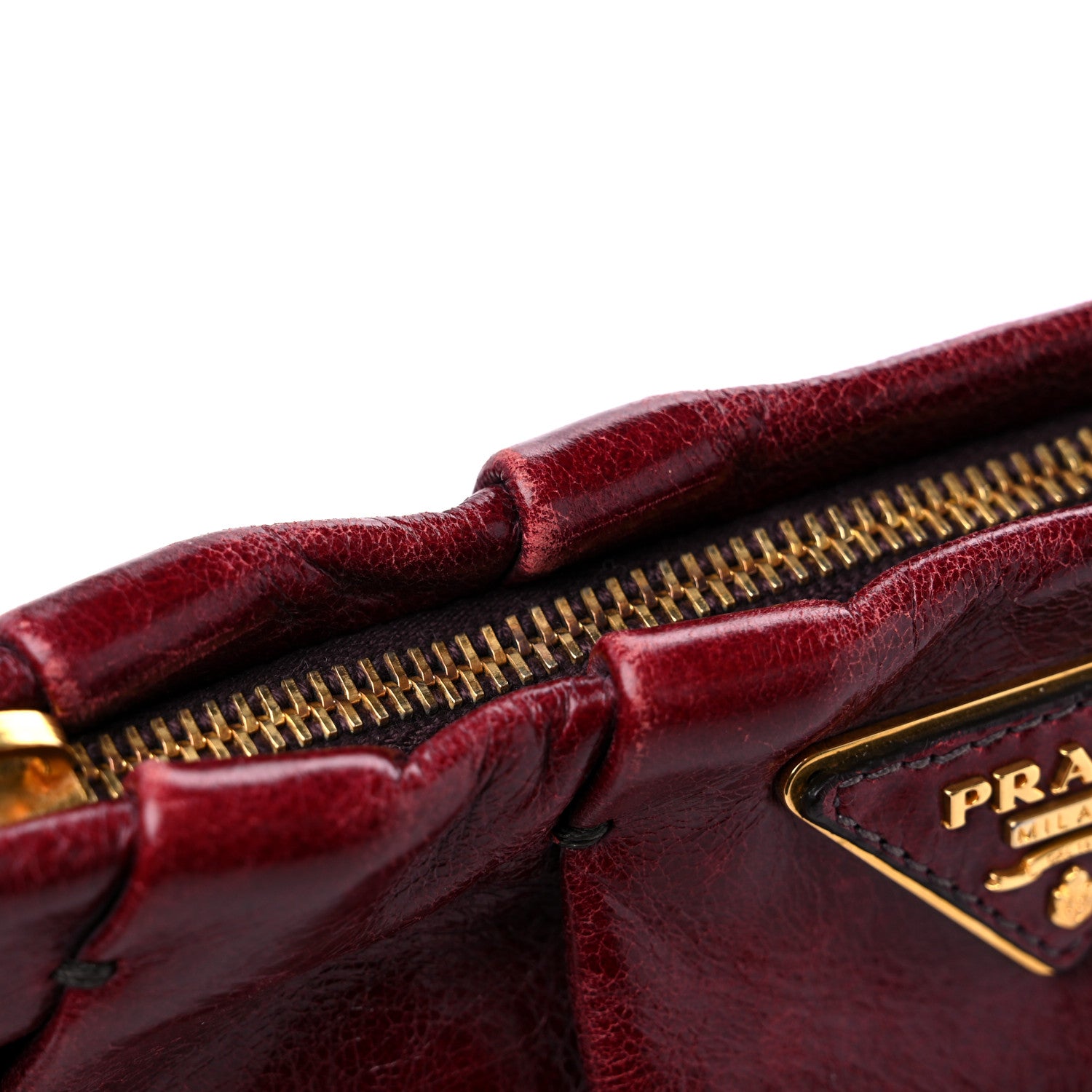Prada Vitello Shine Mordore Wristlet Clutch Red 10 of 10