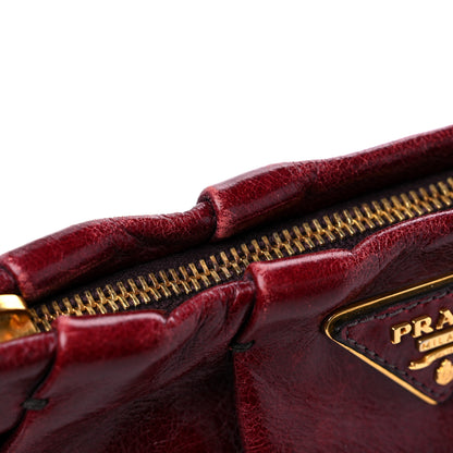Prada Vitello Shine Mordore Wristlet Clutch Red 10 of 10