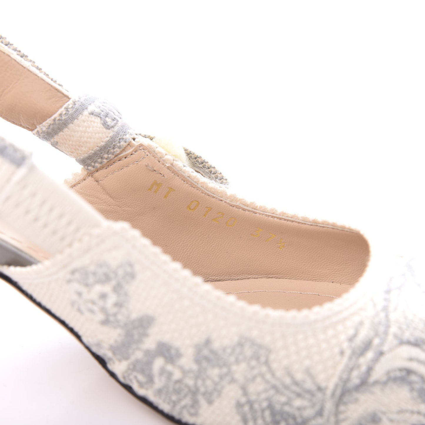 Cotton Ribbon Toile De Jouy J'Adior Slingback 65mm Pumps 37.5 Gray Stone