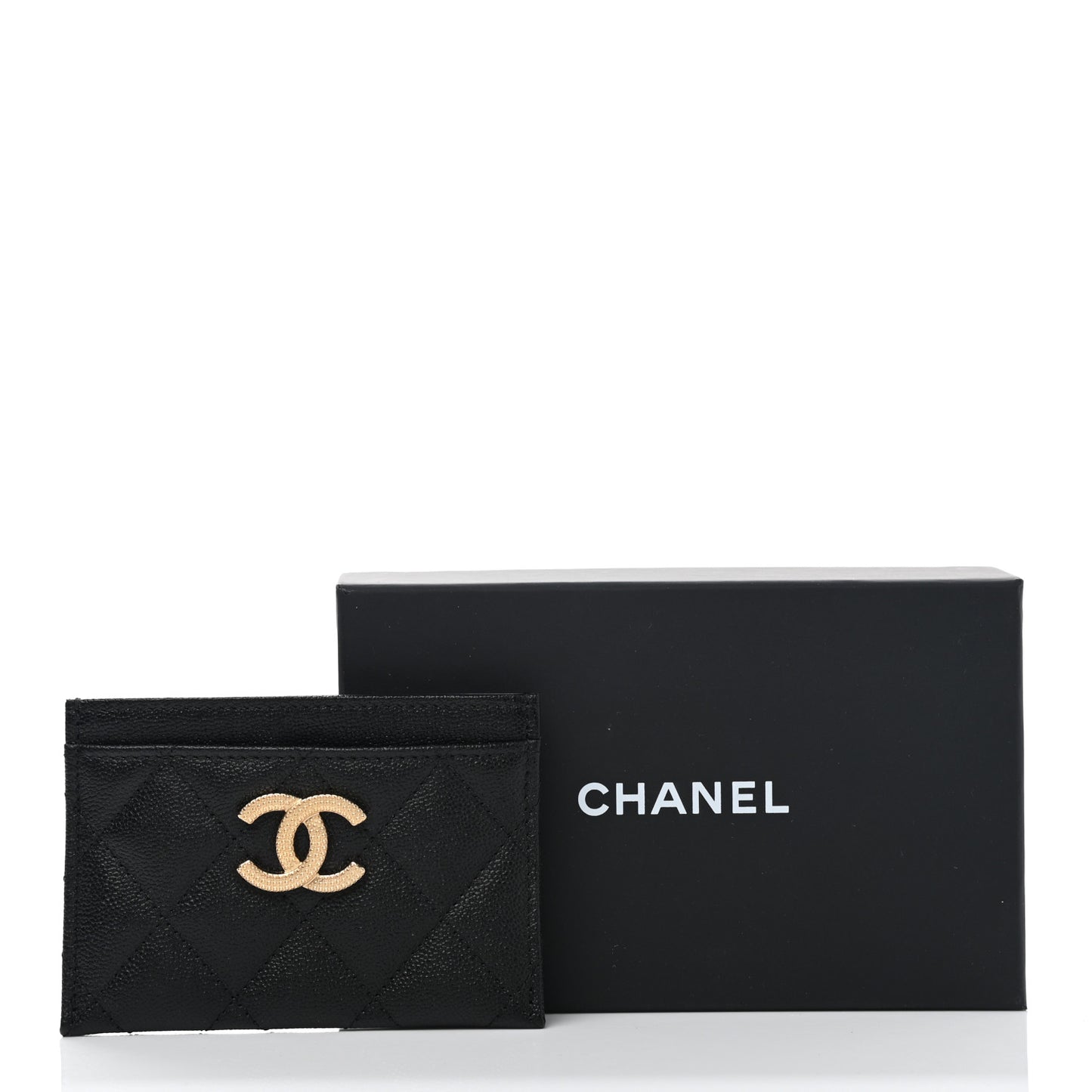 Caviar Quilted Studded CC Card Holder Black