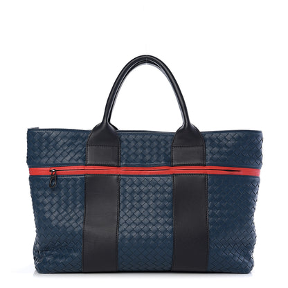 Bottega Veneta Nappa Intrecciato Stripe Tote Denim 1 of 8