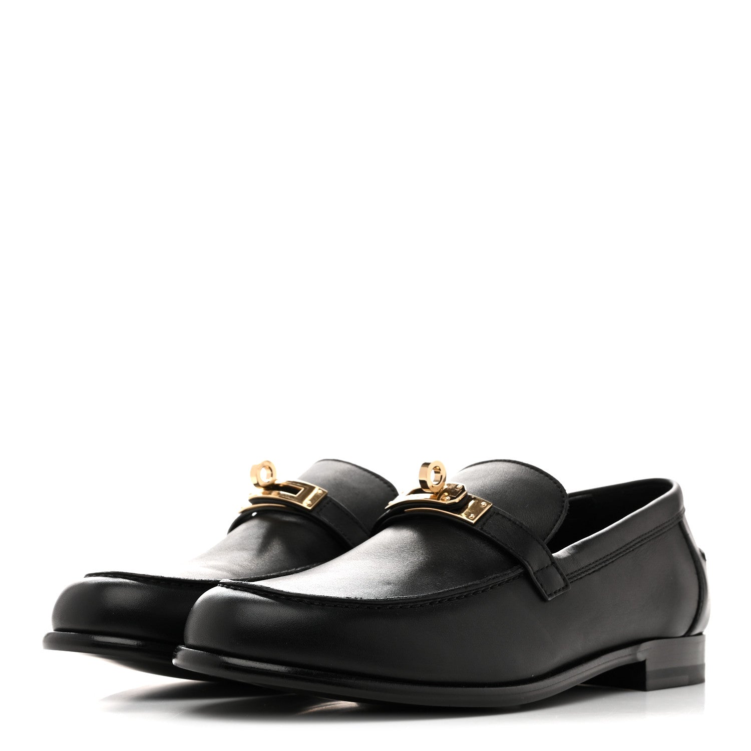 Hermes Calfskin Womens Destin Loafers 38.5 Black 4 of 10