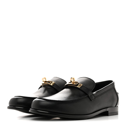 Hermes Calfskin Womens Destin Loafers 38.5 Black 4 of 10