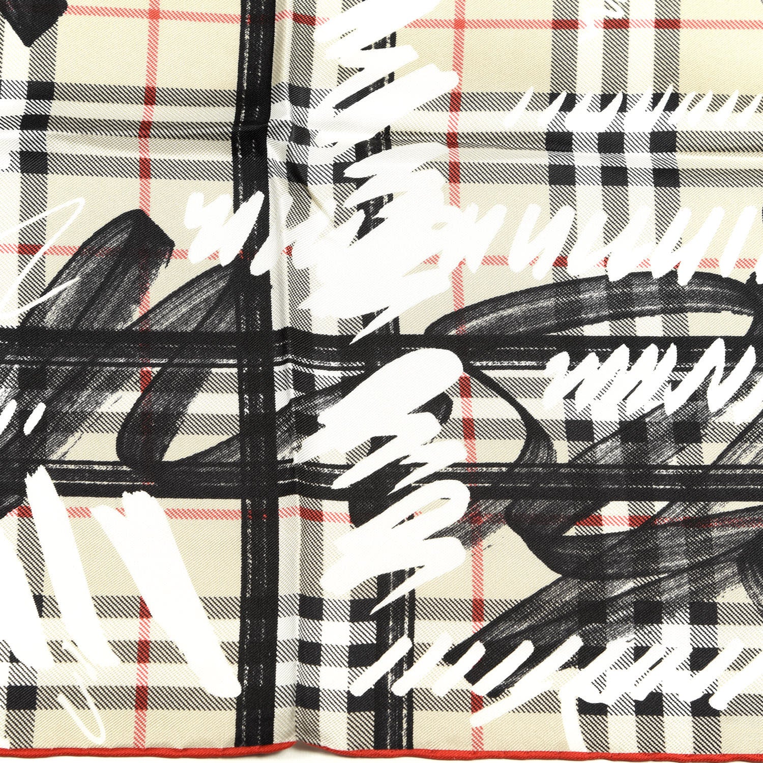 Burberry Silk Vintage Check Scribble Print Scarf Stone 2 of 4