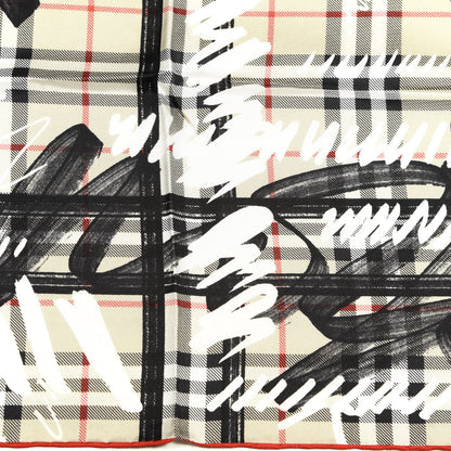 Burberry Silk Vintage Check Scribble Print Scarf Stone 2 of 4